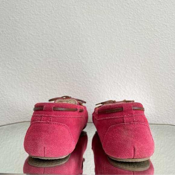 MINNETONKA Womens Hot Pink Suede Leather Cally Faux Fur Lined Moccasin Loafers - Picture 5 of 12